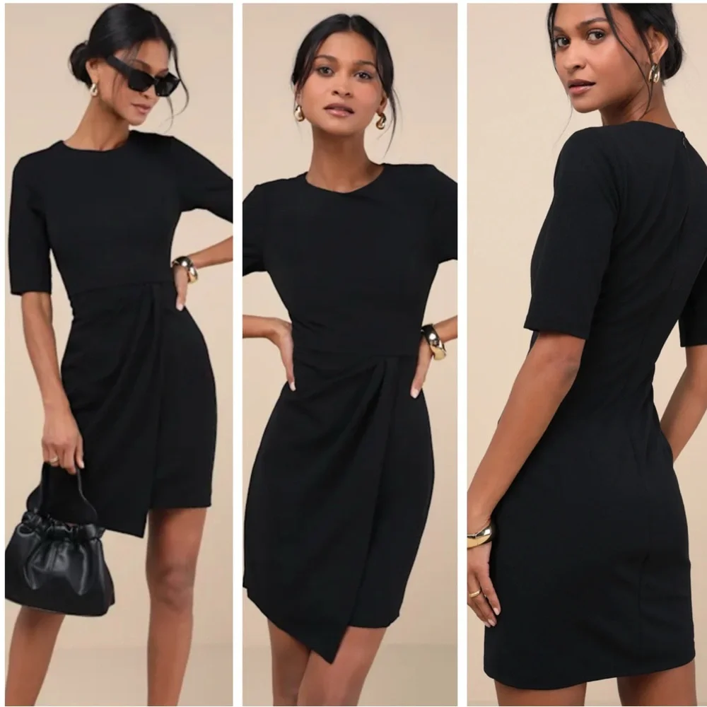 Lulus black half sleeve winter chic dress size M - Picture 1 of 9